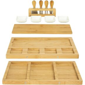 Charcuterie Board Cheese Boards Gift Set with Stainless Steel Knives, Slates and Bowls. Housewarming Gift, Wedding Gift for Couple, Bridal Shower Aperitif Board