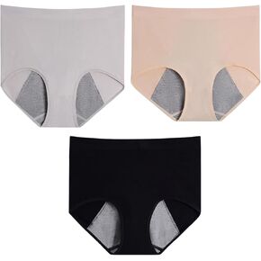 Ladies Briefs Women's Modal Underwear Soft High Waist Leakproof Panties High Absorbency, (Multicolor) 3pack