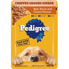 PEDIGREE CHOPPED GROUND DINNER Adult Soft Wet Dog Food 8-Count Variety Pack, 3.5 oz Pouches (Pack of 2)