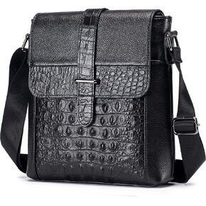 LUKZIJAES Genuine Leather Shoulder Bag Men Messenger Handbag Lightweight Sling Crossbody Bag