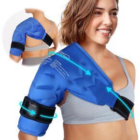 Atsuwell Shoulder Ice Pack Rotator Cuff Cold Compression, Reusable Gel Ice Pack Shoulder Wrap, Flexible Shoulder Cold Pack for Men and Women, Blue