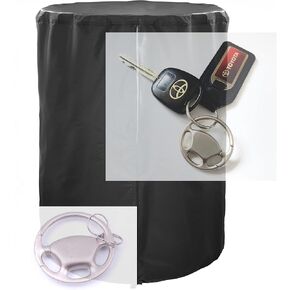 Tire Storage Bag up to 30 inch Wheel Storage Covers - Holds Four Spare Tires - Waterproof UV Dust Protection Polyester - Bonus Brushed-Metal Keyring and Pouch
