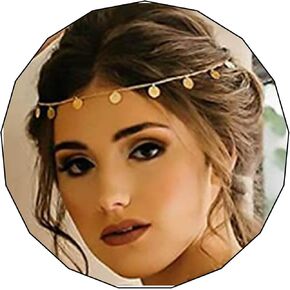 Dreamyn Vintage Coins Head Chain Gold Sequins Hair Jewelry Gypsy Cosume Hair Chain Jewelry for Women