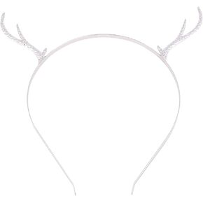 LEORX Metal Antler Headband Simple Silver Deer Horn Hair Hoop Christmas Party Hair Accessories for Women Girls (Style 2)