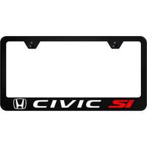 Au-TOMOTIVE GOLD UV Print Polycarbonate License Plate Frame for Honda Civic SI (Black)