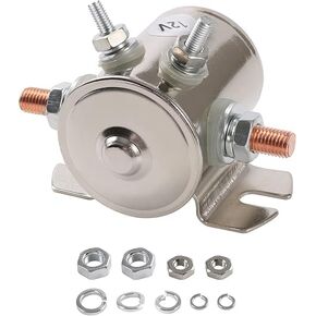 Max 300A 12 Volt Continuous Duty Solenoid Relay 4-Terminal for Golf Carts Heavy Duty Winch Marine in Rush SPST 12VDC 12V Solenoid Relay Nickel-Plating