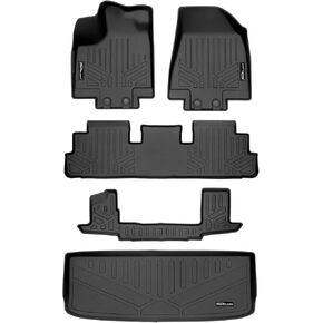 SMARTLINER Custom Fit Floor Mats 3 Rows and Cargo Liner Behind 3rd Row Set Black Compatible with 2022-2023 Nissan Pathfinder (7 Passenger Models Only)