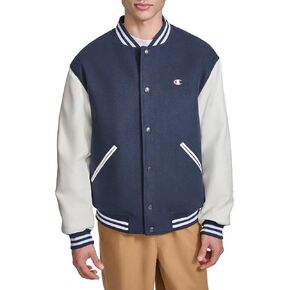 Champion Men's Letterman Varsity Bomber Jacket with Quilted Lining & Embroidered Sleeves