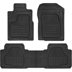 سجادات أرضية مطاطية FlexGrid مكونة من 3 قطع من Motor Trend مشذبة مسبقًا لسيارة Honda CR-V Toyota RAV4 Ford Escape، مشذبة لتناسب شديدة التحمل ومقاومة للماء وشبكة مربعة وحواف طبق عميقة حماية أمامية وخلفية in Kuwait