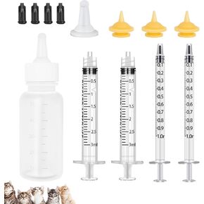 Gufastoe Feeding Bottle Syringe Nipple Kit,with Collar ,Droper and Pet Pill Dispenser for Puppies, Kitten and Other Animals,