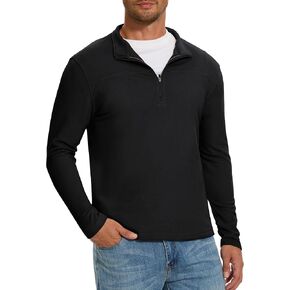 M MOTEEPI Mens Fleece Quarter Zip Up Pullover Sweater Slim Fit Lightweight Mock Neck Long Sleeve Sweaters For Men