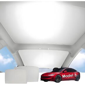 Model Y Sunshade Roof, Upgrade Rooftop, Never Sagging, No Gaps, Glass Roof Sun Shade, Heat Insulation, UV Rays Protection, Tesla Model 3 Model Y Accessories, White Gray