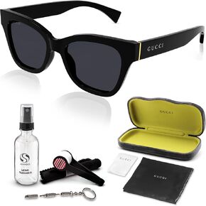Gucci GG 1133S Soft Cat-Eye Shape Sunglasses + Bundle with eSHADES Luxury Eyewear Kit