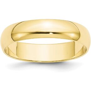 Solid 10k Yellow Gold 5mm Half Round Wedding Band