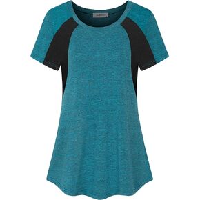 Women's Short Sleeve Round Neck Loose Fitting Athletic Yoga Shirt
