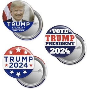 ASUNO Donald Trump American Flag Button 1.5Inch Presidential Election Political Campaign Pins for Men Women Lapel Satchel Backpack Hat 30 PCS