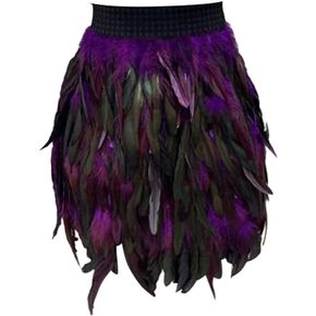 Women's Feather Mini Skirt Elastic Waist A-line Real Natural Feather Sexy Short Skirts for Women