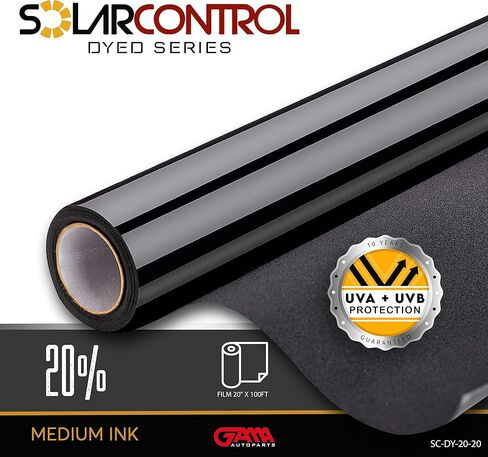 SOLARCONTROL Window Tint Car Film 20'' X 100FT Dyed Shade Roll Universal Fit Privacy UV Sun Block and Scratch Resistant (20% Dark Shade) in Kuwait