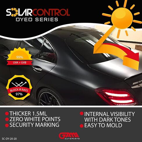 SOLARCONTROL Window Tint Car Film 20'' X 100FT Dyed Shade Roll Universal Fit Privacy UV Sun Block and Scratch Resistant (20% Dark Shade) in Kuwait