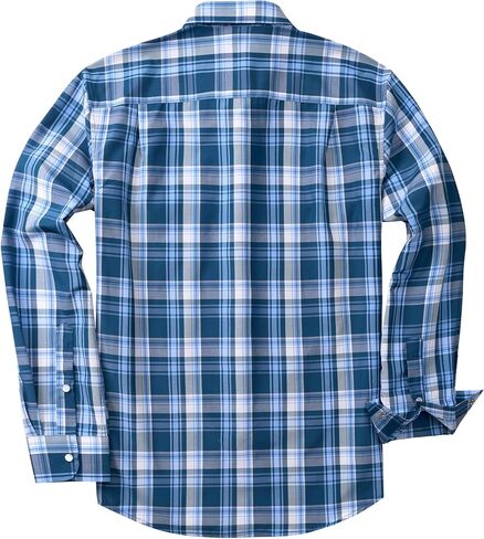 Men's Plaid Pearl Snap Button Shirts Casual Long Sleeve Checked Shirt Western Cowboy Shirts with Two Pockets for Work in Saudi Arabia