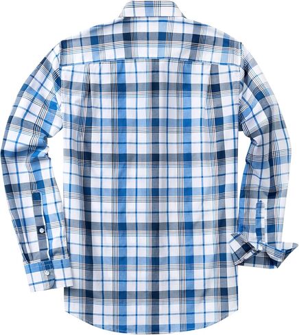 Men's Plaid Pearl Snap Button Shirts Casual Long Sleeve Checked Shirt Western Cowboy Shirts with Two Pockets for Work in Saudi Arabia