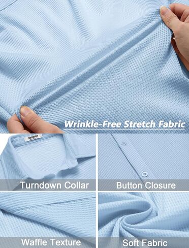 COOFANDY Men's Casual Shirts Short Sleeve Waffle Knit Button Down Shirt Wrinkle Free Summer Beach Tops in Saudi Arabia