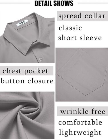 COOFANDY Men's Short Sleeve Dress Shirts Wrinkle Free Regular Fit Dress Shirt Textured Casual Button Down Shirts in Saudi Arabia