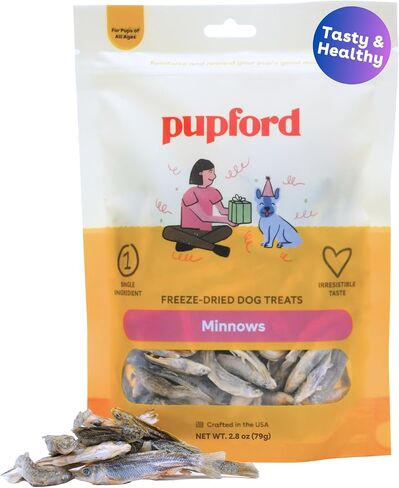 Pupford Freeze Dried Minnows for Dogs & Puppies - Healthy, Natural, Single Ingredient Dog Treats - Made in USA (1.5 oz) in Saudi Arabia