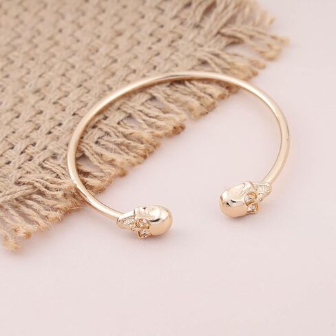 Punk Skull Bangle Bracelet Gold Skull Skeleton Open Bracelet Halloween Skull Cuff Bangle Bracelet Human Skull Bone Bracelet Skull Bangle Cuff Bracelet Jewelry for Women in Saudi Arabia