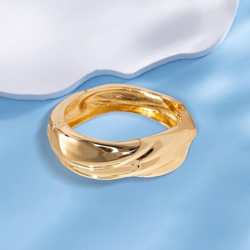 ABJFJE Fashion 18K Gold Plated Wide Chunky Gold Cuff Bracelets for Women Exaggerated Metal Punk Wrist Wrap Bangles Bracelet for Women Jewelry Gift in Kuwait