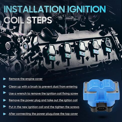 قطعتان من ملف الإشعال متوافق مع Ford F-150 F-250 Expedition Lincoln Continental Mazda 626 B2300 B2500 Mercury Cougar Tracer 2.0L 4.6L 5.0L V8، يستبدل DG530 FD487 F510، أزرق in Kuwait