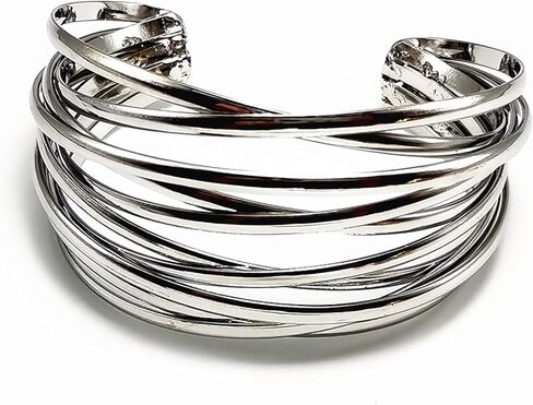 YBMYCM Chunky Gold Cuff Bracelet for Women Gold Line Web Wrist Cuff Bangle Bracelet Fashion Costume Jewelry in Kuwait