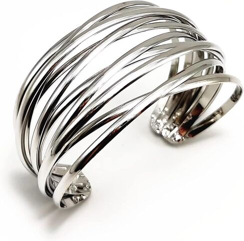 YBMYCM Chunky Gold Cuff Bracelet for Women Gold Line Web Wrist Cuff Bangle Bracelet Fashion Costume Jewelry in Kuwait