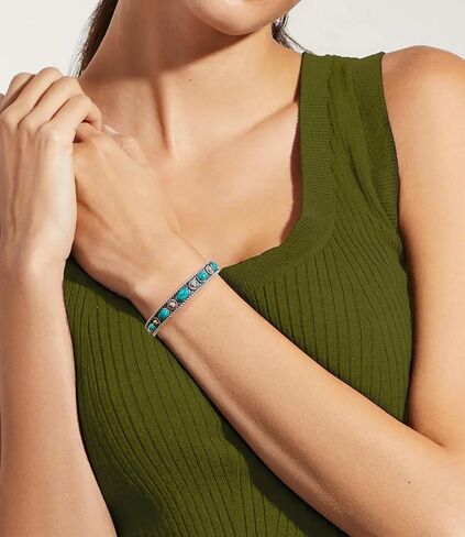 الأمريكيين الأصليين حقيقية الفيروز سوار الكفة للنساء 925 فضة بوهو الطبيعية الأحجار الكريمة الإسورة مجوهرات قابل للتعديل 6.5 7 7.5 بوصة in Kuwait