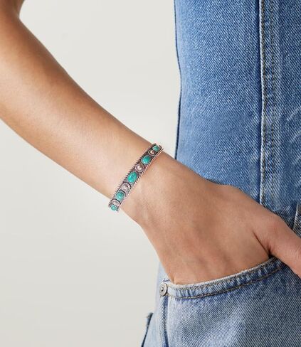 الأمريكيين الأصليين حقيقية الفيروز سوار الكفة للنساء 925 فضة بوهو الطبيعية الأحجار الكريمة الإسورة مجوهرات قابل للتعديل 6.5 7 7.5 بوصة in Kuwait