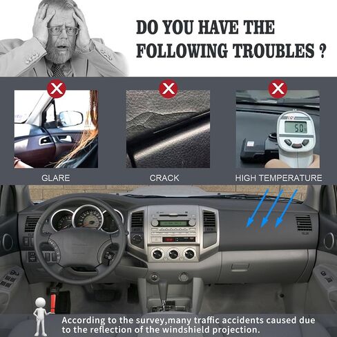 Dashboard Cover Dash Cover Mat Pad Custom Fit for Toyota Tacoma 2005-2015 (Dark Gray) in Kuwait