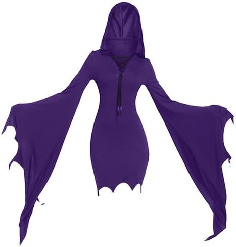 Mingyuezai Women Scream Costume Witch Bat Sleeve Long Dress Halloween Gothic Costume in Saudi Arabia