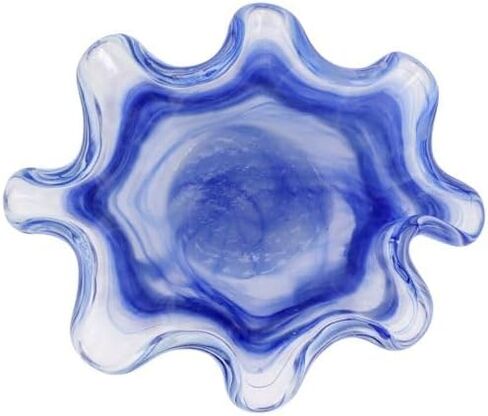 وعاء Vietri Onda Glass Green صغير مكشكش - 8.25 بوصة × 7 بوصة × 4.25 بوصة ديكور زجاجي حرفي in Saudi Arabia