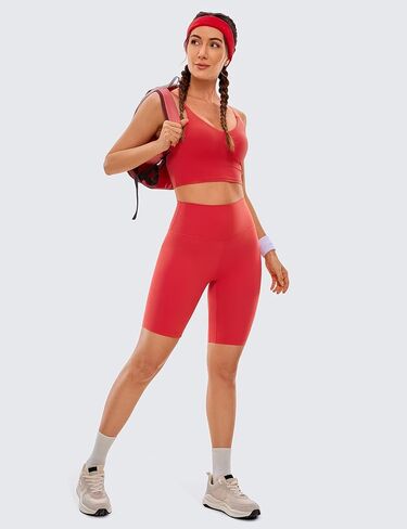 CRZ YOGA Womens Brushed Naked Feeling Biker Shorts 8'' - High Waist Matte Soft Workout Spandex Shorts in Saudi Arabia