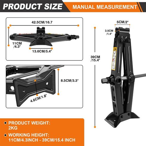 Scissor Lift Jack 2 Ton Portable Tire Jack Small Car Jack Kit with Saving Ratchet Wrench Tire Change Kit Tool for Car SUV MPV 4" to 15" Height Range Black in Saudi Arabia