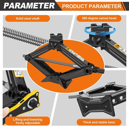 Scissor Lift Jack 2 Ton Portable Tire Jack Small Car Jack Kit with Saving Ratchet Wrench Tire Change Kit Tool for Car SUV MPV 4" to 15" Height Range Black in Saudi Arabia