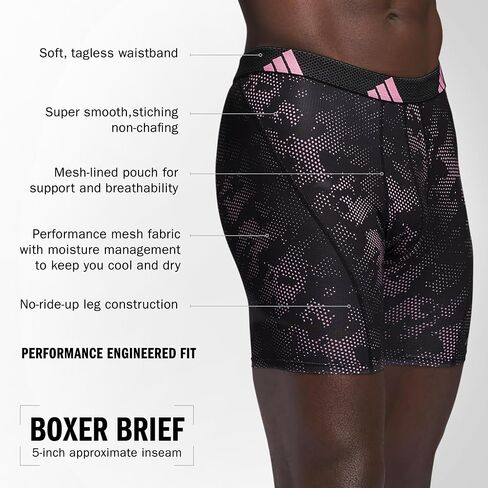 adidas Men's Performance Mesh Boxer Brief Underwear (3-Pack) Engineered for All Day Comfort, Soft Breathable Fabric in Saudi Arabia