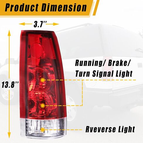 Boine Tail Light Compatible With 1988-1999 Chevy GMC Silverado Sierra C/K 1500 2500 3500 Suburban Tahoe Blazer Yukon Cadillac Escalade Driver and Passenger Side (Red) in Saudi Arabia