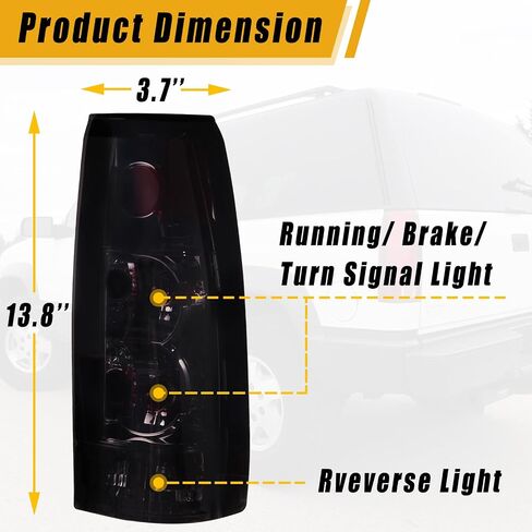 Boine Tail Light Compatible With 1988-1999 Chevy GMC Silverado Sierra C/K 1500 2500 3500 Suburban Tahoe Blazer Yukon Cadillac Escalade Driver and Passenger Side (Red) in Saudi Arabia
