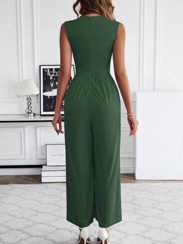 HELYO Women's One Piece Outfit Jumpsuits Dressy Casual Outfits Sleeveless Mock Neck Wide Leg Pants Rompers with Pockets S79 in Saudi Arabia