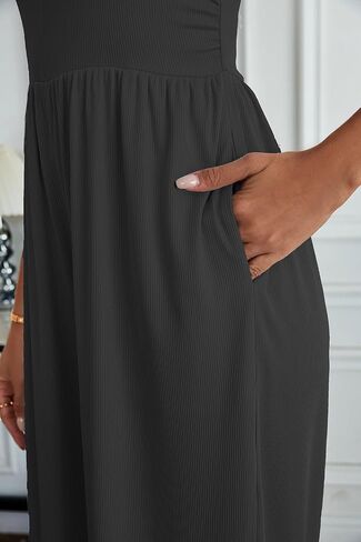 HELYO Women's One Piece Outfit Jumpsuits Dressy Casual Outfits Sleeveless Mock Neck Wide Leg Pants Rompers with Pockets S79 in Saudi Arabia
