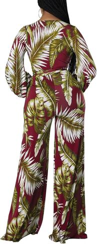 CutieLove Women's Sexy V Neck One Piece Jumpsuits Long Sleeve Casual Wide Leg Long Pants Jumpsuits with Belt in Saudi Arabia