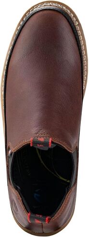 أحذية عمل SUREWAY للرجال سهلة الارتداء، جلد محبب بالكامل، مريح للغاية، Goodyear Welt، نعل مطاطي، أحذية روميو مقاومة للزيت/الانزلاق، 4 بوصة ناعمة عند الأصابع بني داكن، مقاس 10 in Kuwait