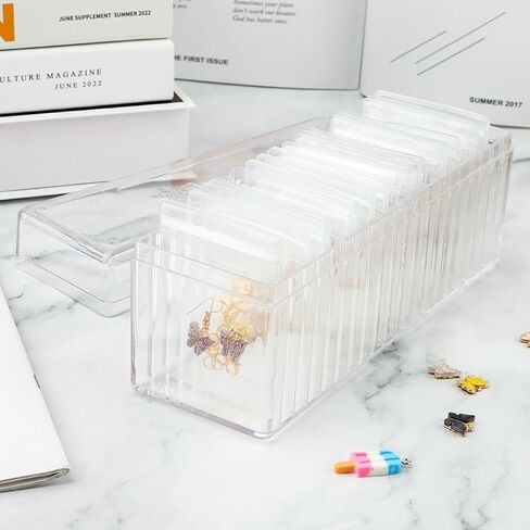 Acrylic Jewelry Organizers and Storage,Clear Jewelry Organizer and Storage with 20 Portable Anti Tarnish Jewelry Bags,Earring Holder Organizer for Earrings/Rings/Necklaces Gift for Women Girls,Clear in Saudi Arabia