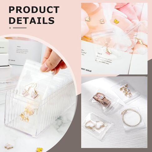 Acrylic Jewelry Organizers and Storage,Clear Jewelry Organizer and Storage with 20 Portable Anti Tarnish Jewelry Bags,Earring Holder Organizer for Earrings/Rings/Necklaces Gift for Women Girls,Clear in Saudi Arabia